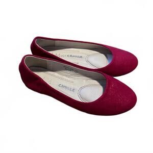 Bella Marie “Dana” Red Shimmer Ballet Flats | Big Girls Size 3